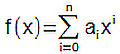 Summenzeichen mit i=0...n und dem Summanden a_i*x^i 