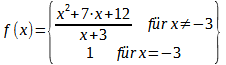 neue Funktionsgleichung mit zwei Definitionen für x=-3